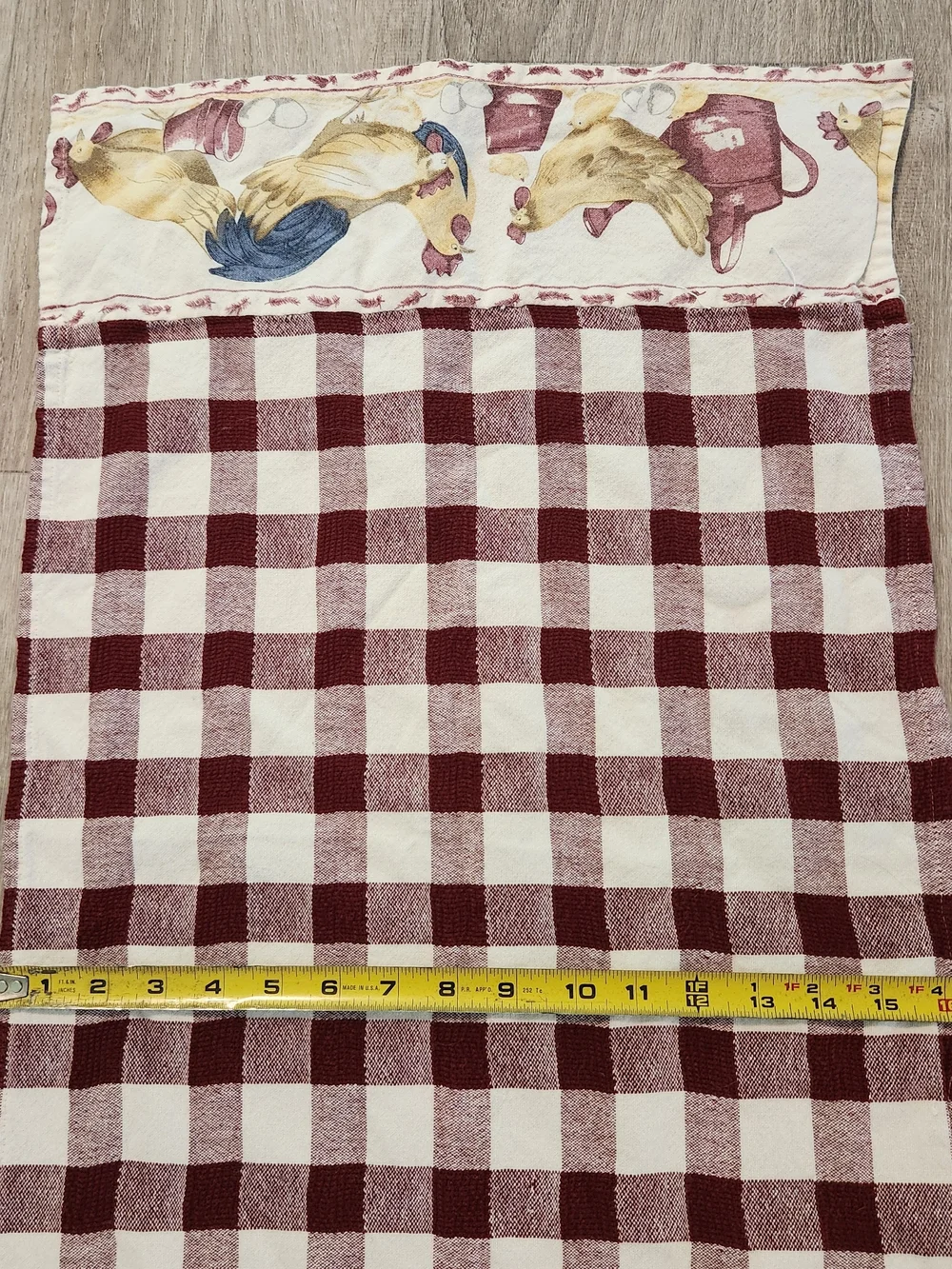 Roosters & Hens Burgundy & Cream Buffalo Check Table Runner